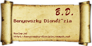 Benyovszky Dionízia névjegykártya